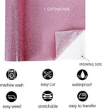 FUNKAKA Glitter Pink HTV Heat Transfer Vinyl Rolls, 12" x 25ft PU Iron on Vinyl for T-Shirt Pink Glitter HTV Vinyl for All Cutter Machines Easy to Cut & Weed for Heat Vinyl Design
