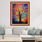 Joyhoor Cross Stitch Kits for Beginners Stamped Cross-Stitch Supplies Needlework preprint Embroidery Kits for Adults DIY Needlepoint Kits Embroidery Patterns 11CT-Magic Color Tree 16x20 inchs