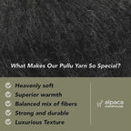 Pullu - Baby Alpaca Merino Wool Yarn Set of 3 Skeins (150 Grams) Worsted Weight - Sourced Directly from Peru - Heavenly Soft and Perfect for Knitting and Crocheting (Charcoal Gray)
