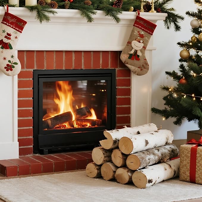 12-Pack White Birch Logs for Fireplace - Natural Decorative Birch Branches for Mantel, Fake Fireplace, Indoor Decor, DIY Crafts, and Planter Decoration (0.8"-1.6" Dia. x 16" Long)