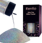 Renfio Holographic Ultra Fine Glitter Powder Metallic Resin Glitter 2.11 Oz (60g) PET Flakes Crafts Sequins 1/128" 0.008" 0.2mm Epoxy Chips Flakes for Tumblers Slime - Diamond Laser Silver