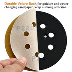 5-Inch 8-Hole Hook and Loop Sanding Discs 220-Grit Random Orbit Sandpaper, 100-Pack
