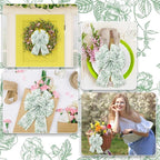 AnyDesign Floral Wired Edge Ribbon Roll Green Flower Ribbon Chinoiserie Fabric Ribbon for Wreath Bow Making DIY Crafts Gift Wrapping, 12 Yard