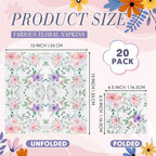 Crtiin 20 Pack Assorted Floral Napkins for Decoupage Toilet Napkins Flower Cocktail Decorative Paper for Birthday Party Beautiful Gorgeous, 20 Styles Each 6.5 inches(Style 6)