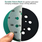 5-Inch 8-Hole Wet Dry Sanding Discs 320 Grit, Polyester Film Backed Heavy-Duty Hook and Loop Sandpaper for Random Orbital Sander, 50-Pack