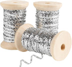Silver Thin Ribbon 1/8 inchMetallic Braided Double Faced Ribbons Curling Ribbons for Balloon String Crafts Gift Wrapping Party Wedding Christmas Ornaments Decoration 7 Yard x 3 Rolls