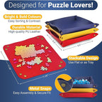 Puzzle Sorting Trays - 3X Large Puzzle Organizer for Sorting 1000 Pieces up to 3000 Pieces, Stackable Jigsaw Accessories for Adults in Red, Yellow and Blue