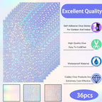 36 Sheets A4 Holographic Paper Sticker Transparent Waterproof Self Adhesive Film 11.7 x 8.3 Inches (Gem, Dot, Colorful, Star)