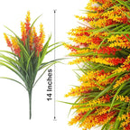 20 Bundles Artificial Plants Outdoor Fake Monkey Grass with Flowers (Orange Red)