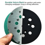 5-Inch 8-Hole Wet Dry Sanding Discs 80 Grit, Polyester Film Backed Heavy-Duty Hook and Loop Sandpaper for Random Orbital Sander, 50-Pack
