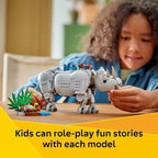 LEGO Creator 3 in 1 Wild Animals: Majestic Rhino with Birds Pretend Play Toy for Kids - Safari Toy Building Set for Girls & Boys, Ages 9+ - Build 3 Animals in 1 Kit - Gift for Birthdays - 31171