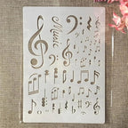 TIAMECH A4 Reusable Music Stencil for Painting - Music Symbol Notes Layering Template, DIY Wall Art, Wood Furniture, Scrapbook & Crafts (8.3x11.7inch)