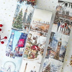 Washi Tape Set,3 Rolls Christmas Stickers for Scrapbook Supplies,Large Size Landscape Washi Tape Stickers for Journaling,Junk Journal,Phone Case,Planner,DIY Craft(Paris)