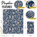 Trendables Floral Napkins for decoupage 100 Pcs 3 Ply floral paper napkins decorative Guest Towels Disposable Bathroom, Flower Design For Tea Party Decorations, Dinners & Weddings