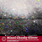 LEOBRO White Glitter, 160g/5.64oz Holographic Chunky Glitter for Crafts, Resin, Nail Body, Tumblers, Party Decorations