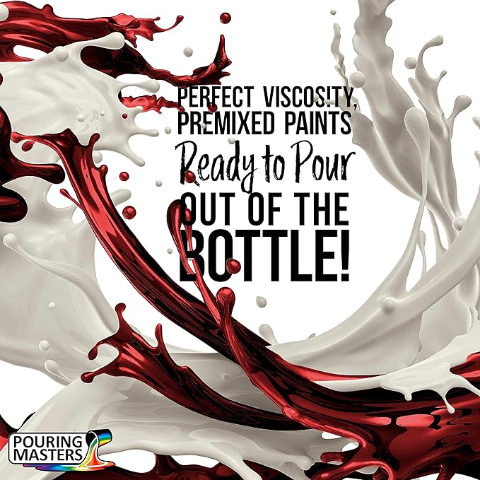 POURING MASTERS Crimson Red Acrylic Ready to Pour Pouring Paint - Premium 8-Ounce Pre-Mixed Water-Based - for Canvas, Wood, Paper, Crafts, Tile, Rocks and More