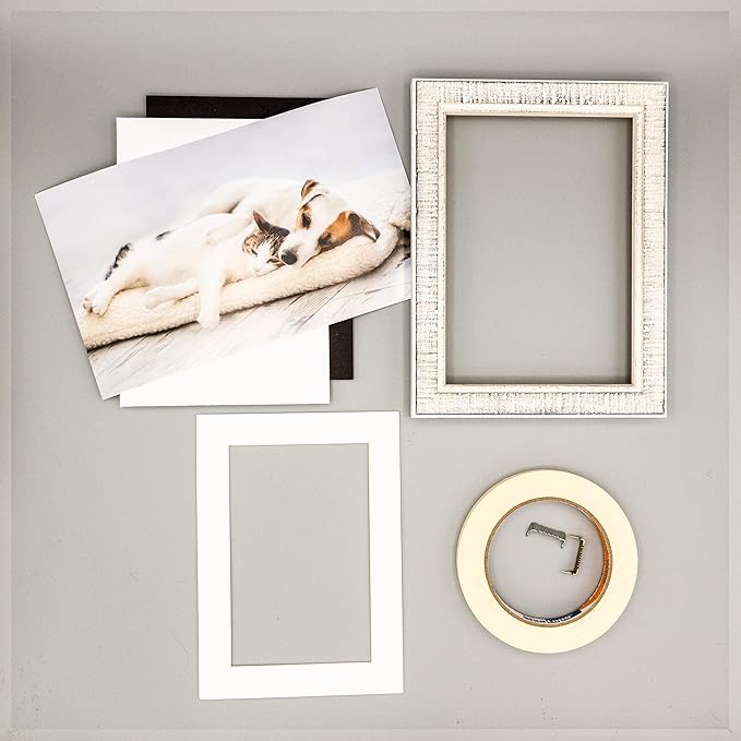 Pack of TEN 8x10 Mats Bevel Cut for 5.5x8.5 Photos - Acid Free Textured White Precut Matboards For Pictures, Photos, Framing - 4-ply Thickness