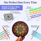 Complete Beginner's Mandala Painting 46 Piece Kit with Acrylic Paints, Reusable Stencils and Dotting Tools. Fun Rock Art & DIY Craft Project. Starter Activity Pack and Gift for Teens, and Adults
