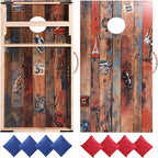 Solid Wood Vintage Cornhole Game Set, Two 4'x2'Cornhole Boards, 8 Cornhole Bags for Indoor and Outdoor Toss Games Competitions, Tournaments