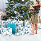 100 Sheets Christmas Tree Tissue Paper, 20x14in Forest Style Wrapping Tissue Watercolor Xmas Tree Art Tissue for Xmas Party Gift Bag Fillers Winter Party Decor (Blue)