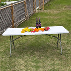 70.8" W X 29" D X 29" H - 6 ft Folding Table White Portable Heavy Duty Plastic Fold-in-Half Utility Foldable Table for Camp，Picnic & Party