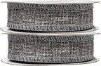 Mandala Crafts Gray Burlap Ribbon 1 Inch Wide Jute Ribbons for Crafts - 20 Yds Roll Rustic Burlap Wrap Trim Ribbons for Wreaths Bows Wedding Party Decoration