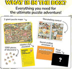 Odd Pieces Jigsaw Puzzles 1000 Pieces - Magic Mystery Story Secret Ending Puzzle - Perfect Game Night for Adults & Kids - Animal Park Theme Challenging (Snack Attack 3)