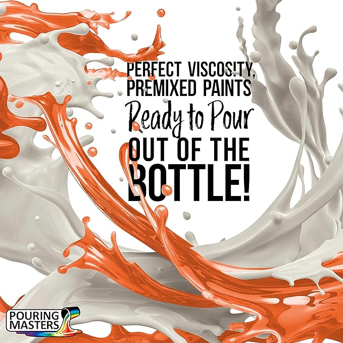 POURING MASTERS Citrus Orange Acrylic Ready to Pour Pouring Paint - Premium 64-Ounce Pre-Mixed Water-Based - for Canvas, Wood, Paper, Crafts, Tile, Rocks and More