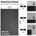 180 Grit Sandpaper, 9 x 11 Inch Wet Dry Sand Paper Hand Abrasive Sanding Sheets for Wood Metal Automotive Sanding and Polishing, Coarse - 10 Sheets