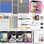 133 PCS Art Supplies Sketching Kit, Pro Drawing Pencils with Sketchbook, Coloring Book, Watercolor Pad, Black Paper Pad, Colored Graphite Charcoal Watercolor & Metallic Pencils for Artists Adults Kids