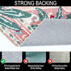Oriental Tropical Hallway Runner Rug 2x8 Washable, Thin Stain Resistant Pink Boho Runner Rug for Entryway Kitchen Bedroom Laundry, Vintage Abstract Hippie Indian Botanical Long Floor Carpet