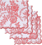 Ridhi Peach Coral Hand Block Print Napkins 18" x 18" Set of 4 Reusable Cotton Dinner Napkins for Weddings, Parties & Everyday Dining, Thanksgiving, Christmas, Fall