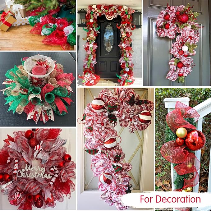 TONIFUL 2 Rolls 10 Inch Sage Green Decorative Mesh Ribbbon Rolls, Fabric Mesh for Mesh Wreath Supplies, Front Door Wreath Crafts Tree Decor Christmas NewYears Halloween Decoration (10 yds/roll)