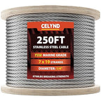 Stainless Steel Cable for Railing - 250FT 1/4" T316 Wire Rope - 7 x 19 Strands 6700 LBS Breaking Strength for Outdoor Deck Railing Zipline