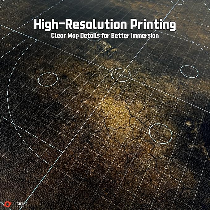 44'' x 60'' Battle Mat Gridded War-Gaming Mat for WH40K - Made of Synthetic Leather, 1.1mm Thickness (Doomsday Barrens)