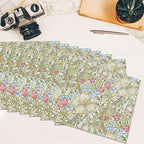 William Morris Party Napkins, 40PCS Greenery Floral Paper Napkins Disposable, Golden Lily White Green Wildflowers Party Supplies for Wedding Bridal Shower Theme Birthday Party Decorations 6.5 Inch