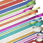 Funincloud Glitter Washi Tape Set Metallic Decorative Craft Tape 36 Rolls Colored Masking Tape for Scrapbook DIY Art Craft Supplies Gift Decor