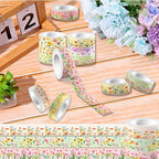 Adirasenotek 12 Rolls Floral Washi Tape Set,Butterfly Flower Washi Tape Decorative Paper Stickers Decorative Tape,DIY Art Crafts Wrapping Decor for Gifts Wrapping