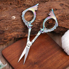 Embroidery Scissors - Small Vintage Sharp Detail Shears for DIY Craft, Sewing, Artwork, Needlework Yarn, Fabric Cutting, Thread Snips, 5in Rainbow Peacock Style