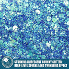 Iridescent Chunky Glitter 5.64oz/160g, Ultra Fine Glitter Powder Mixed Chunky PET Flakes Sequins for Resin Epoxy Craft Arts, Tumbler Nail Hair Eye Party Festival Decor (Fantasy Blue)