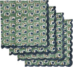 Ridhi Basil GreenHand Block Print Napkins 18" x 18" Set of 4 Reusable Cotton Dinner Napkins for Weddings, Parties & Everyday Dining, Thanksgiving, Christmas, Fall