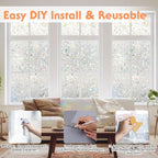 Hilarious Tulip Window Cling, Stained Glass Static Stickers Decorative for Windows, Removable Window Covering Vinyl, Non-Adhesive Stickers (29.5'' x 78.7'')