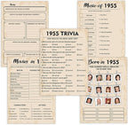 70th Birthday Party Games, Born in 1955 Games Bundle, Set of 5 Activities for 10 Guests, Birthday Party Supplies for Adults, Pack of 50 Cards