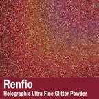 Renfio Holographic Ultra Fine Glitter Powder Metallic Resin Glitter 2.11 Oz (60g) PET Flakes Crafts Sequins 1/128" 0.008" 0.2mm Epoxy Chips Flakes for Tumblers Slime - Laser Dark Pink