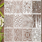 Stencils for Crafts Reusable Texture Stencils Background Stencil Leaf Floral Templates for Painting on Wood Furniture Card Canvas Paper Scrapbook