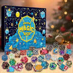 QMAY Polyhedral Dice - 24 Pcs Mystery Dice Box, Random Styles Dice & Pins Badges, Bulk DND Dice, Dice Advent Calendar, D&D Gifts, Great for Dungeons and Dragons, RPG, MTG,Role Playing Table Game