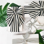 CT CRAFT LLC Striped Canvas Cotton Ribbon 2.5" x 50 Yards Ivory/Black Stripes for Thanksgiving Christmas Home Décor Gift Wrapping Outdoor Tree Topper Bow Wreath