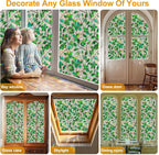 Window Privacy Film Stain Glass Window Film Rainbow Window Film Window clings Non-Adhesive Reusable Decorative for Room (Greenery Leaf, 17.5 x 78.7 in)