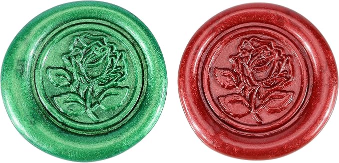 Yoption 12 Pcs Sealing Wax Sticks with Wicks, Antique Metallic Green Red Totem Fire Manuscript Seal Wax for Wax Seal Stamp (Metallic Green+Metallic Red)