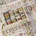 Vintage Washi Tape Set - 24 Rolls Arts Adhesive Tapes Assorted Retro Decorative Masking Tape Sets for Craft, Kids, Scrapbook, DIY, Gift Wrapping (4-Nature Journal)